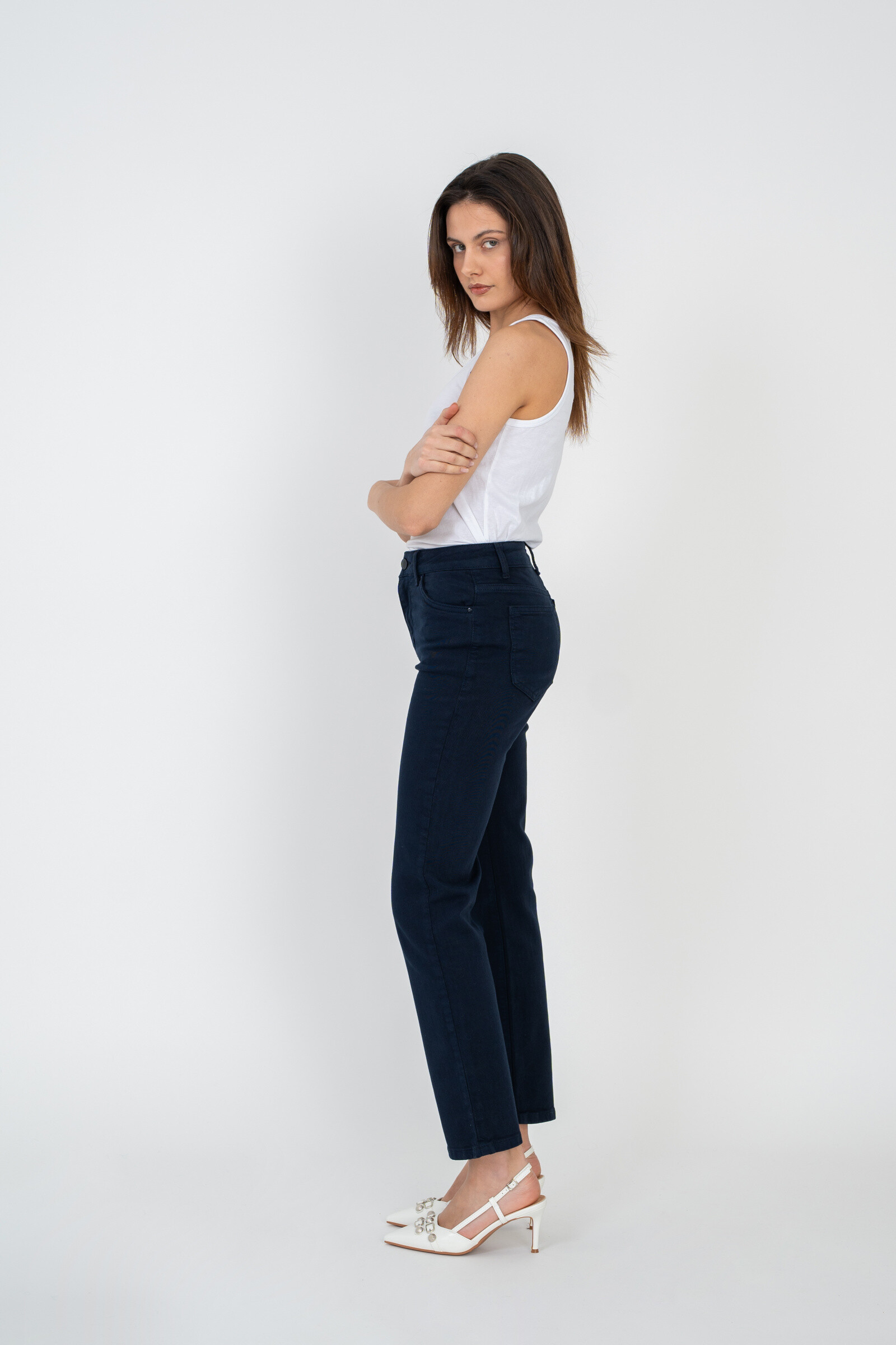Straight-leg pants in color (Straight cut) - ANA & LUCY - Navy - 4 - large format
