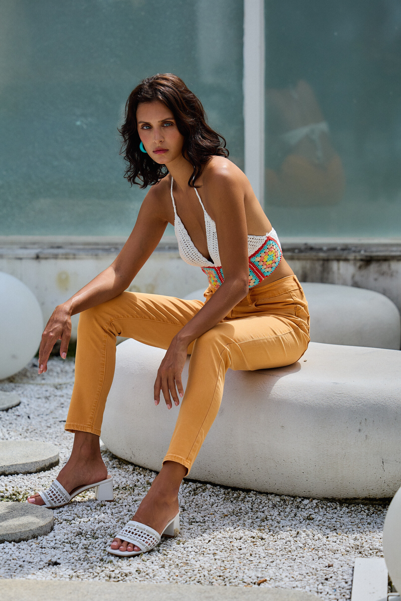 Slim colored pants (Push-up) - ANA & LUCY - Apricot - 2 - large format