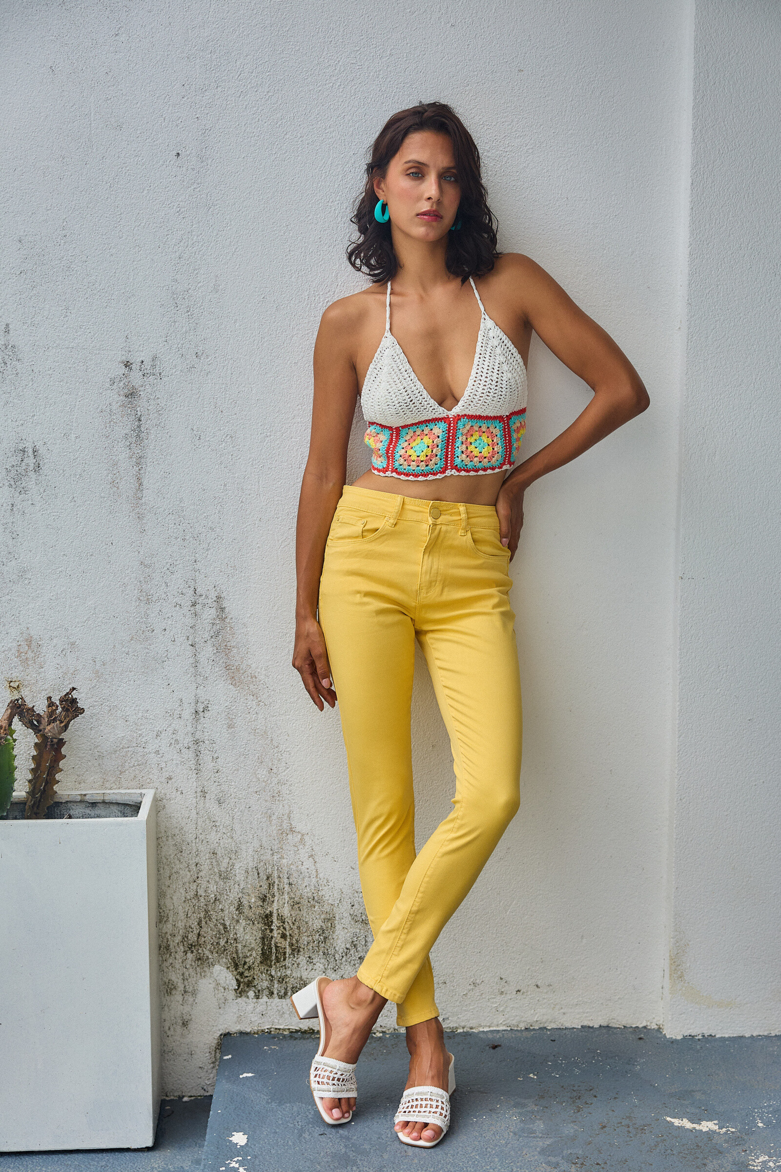 Slim colored pants (Push-up) - ANA & LUCY - Yellow - 3 - large format