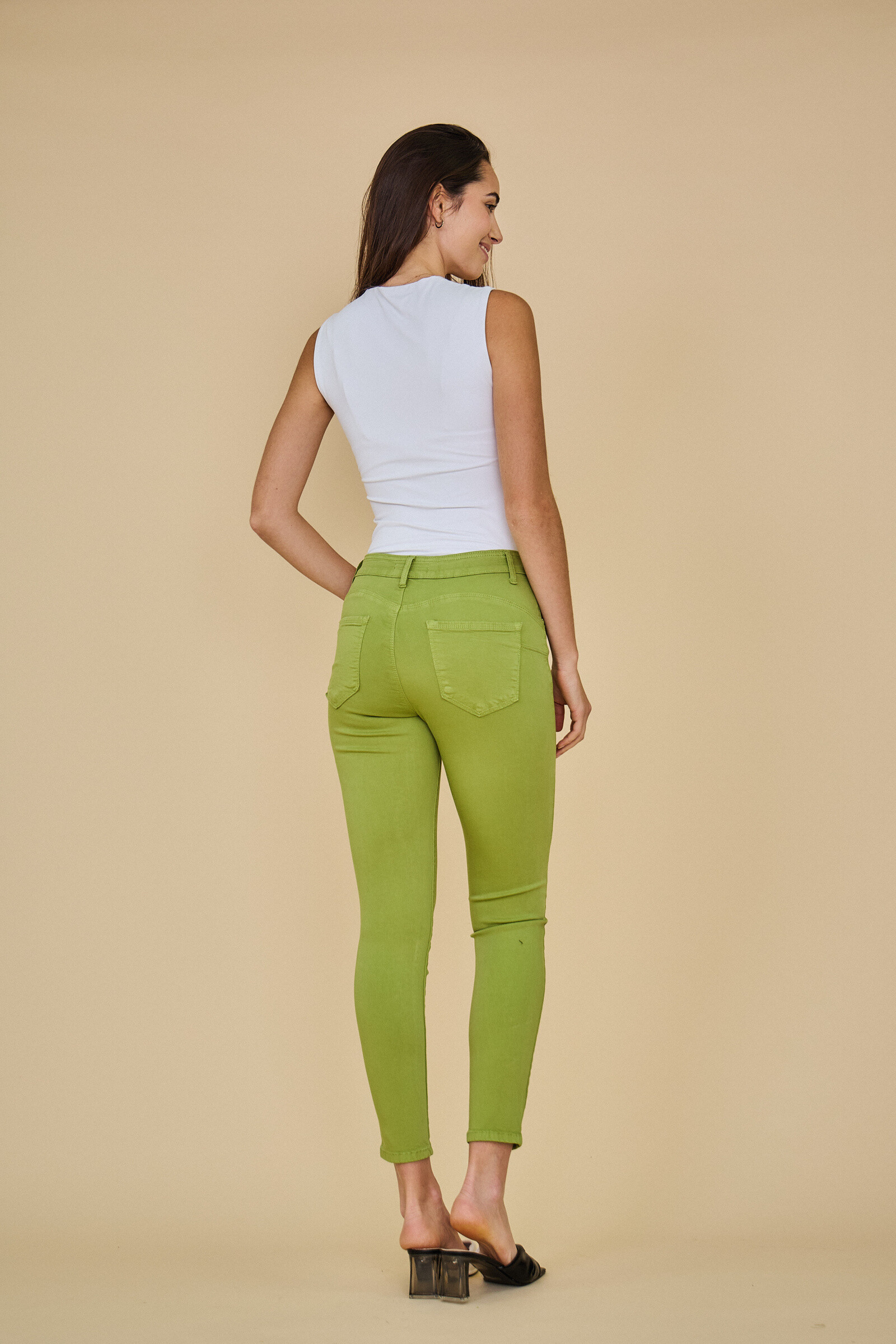 Slim colored pants (Push-up) - ANA & LUCY - Olive - 5 - large format