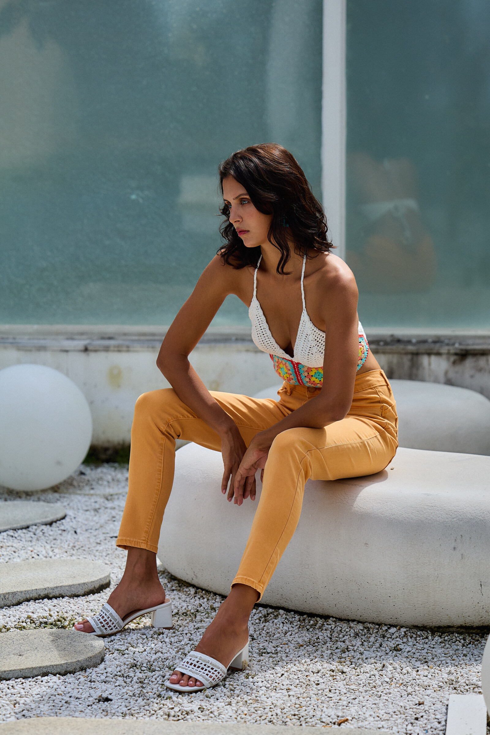 Slim colored pants (Push-up) - ANA & LUCY - Apricot - 2 - large format