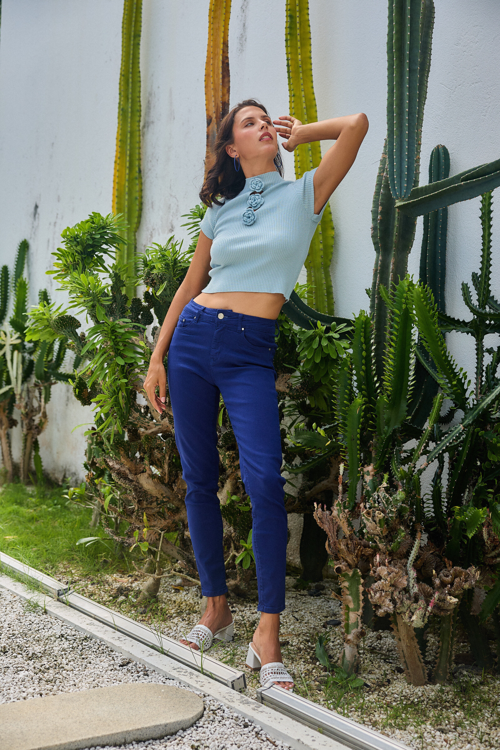Slim colored pants (Push-up) - ANA & LUCY - Dark Blue - 4 - large format
