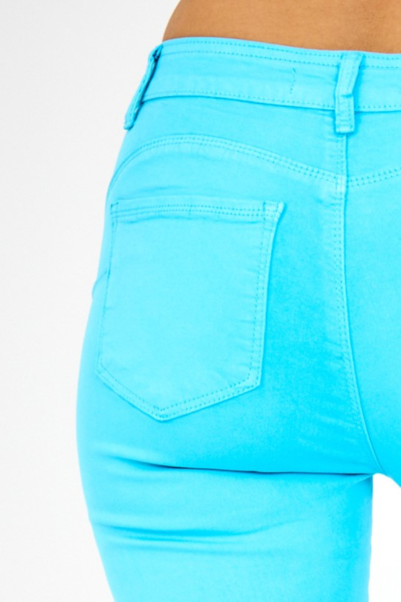 Slim colored pants (Push-up) - ANA & LUCY - Cyan - 2 - large format