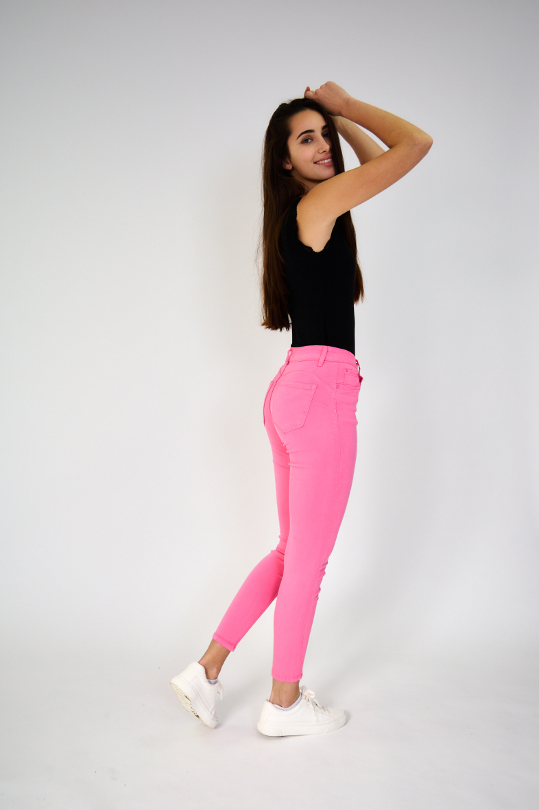 Slim colored pants (Push-up) - ANA & LUCY - Pink Flash - 4 - large format