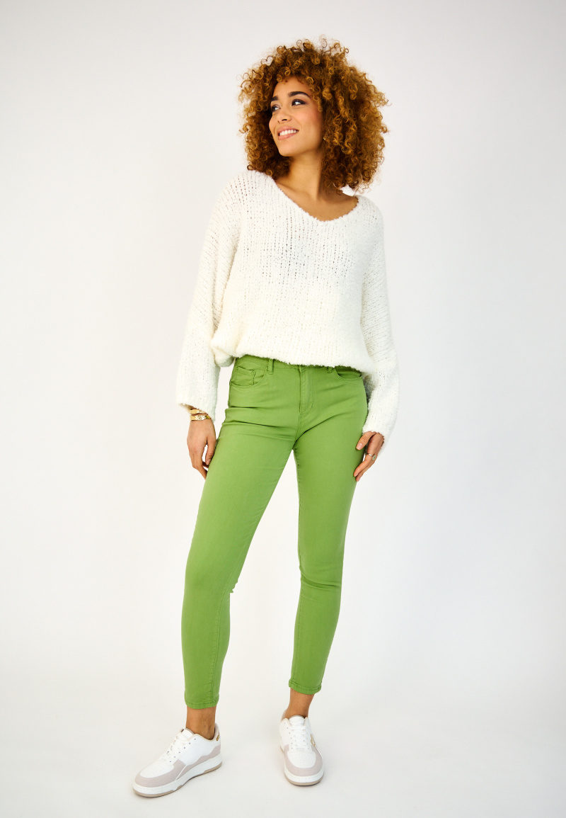 Slim colored pants (Push-up) - ANA & LUCY - Lime Green 1 - thumbnail