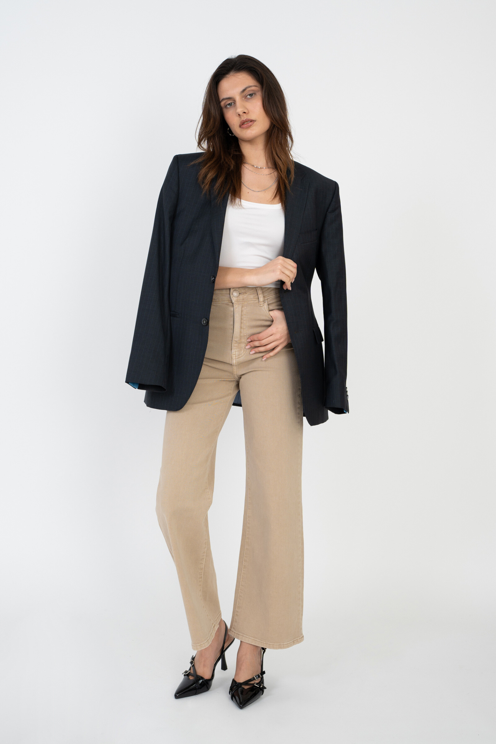 Wide-leg pants in color - ANA & LUCY - Cream - 1 - large format