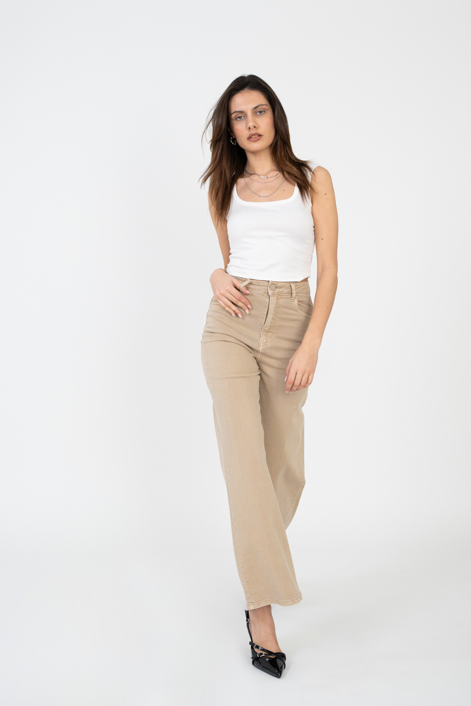 Wide-leg pants in color - ANA & LUCY - Cream - 2 - large format