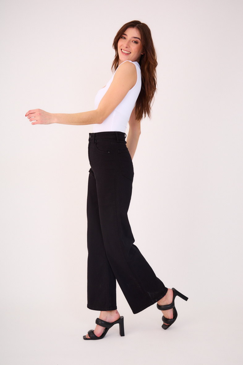 Wide-leg pants in color - ANA & LUCY - Black - 4 - large format