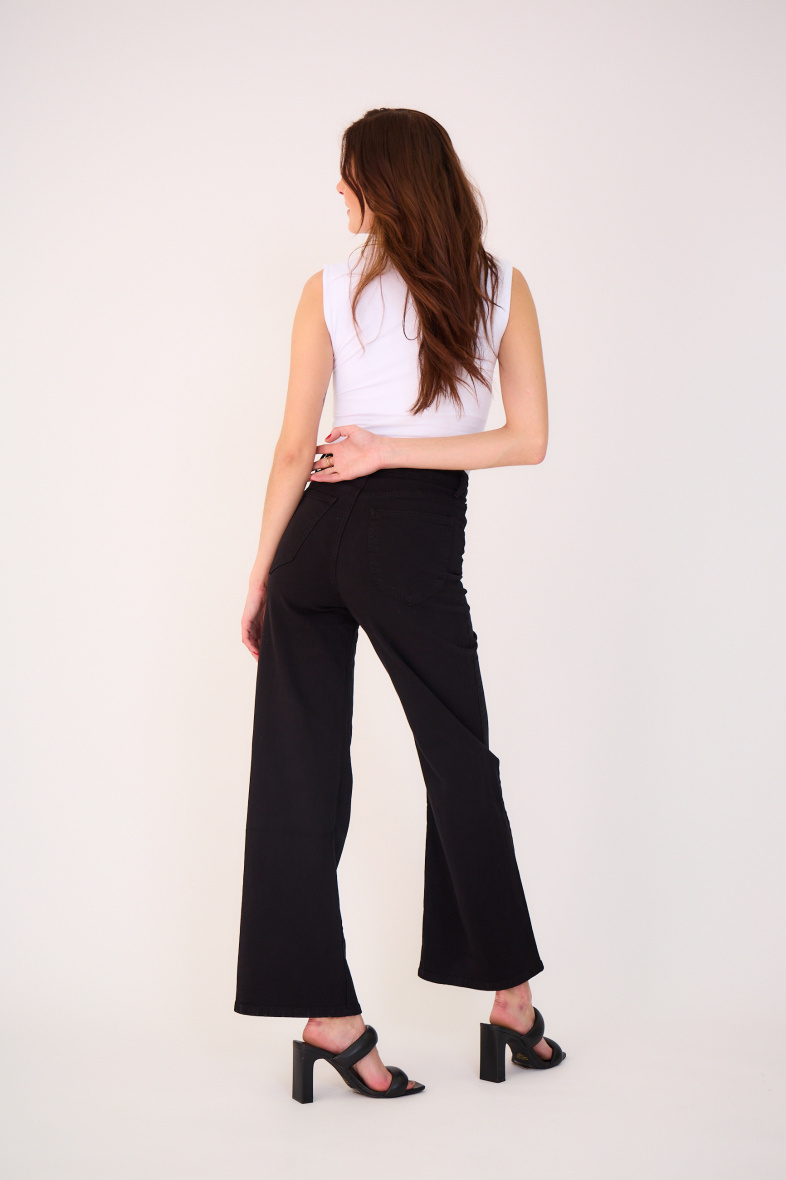 Wide-leg pants in color - ANA & LUCY - Black 5 - thumbnail