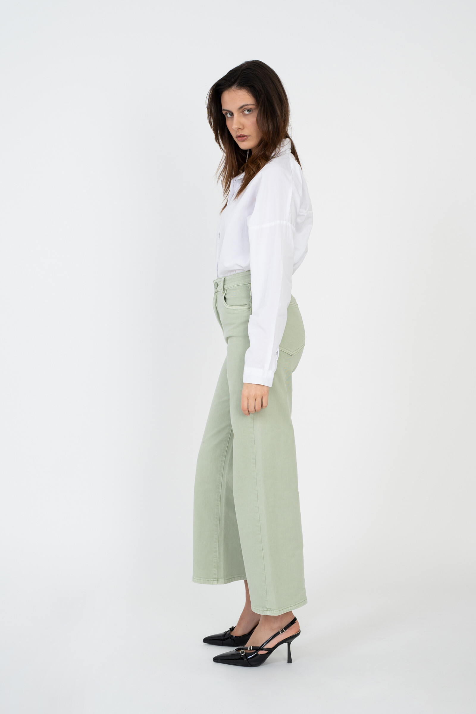 Wide-leg pants in color - ANA & LUCY - Light Green - 3 - large format