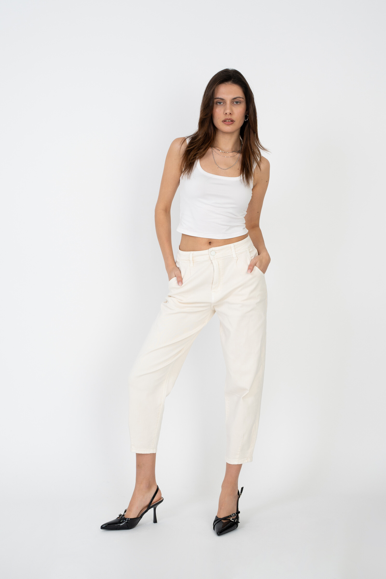 Balloon-leg pants - ANA & LUCY - Ecru - 2 - large format