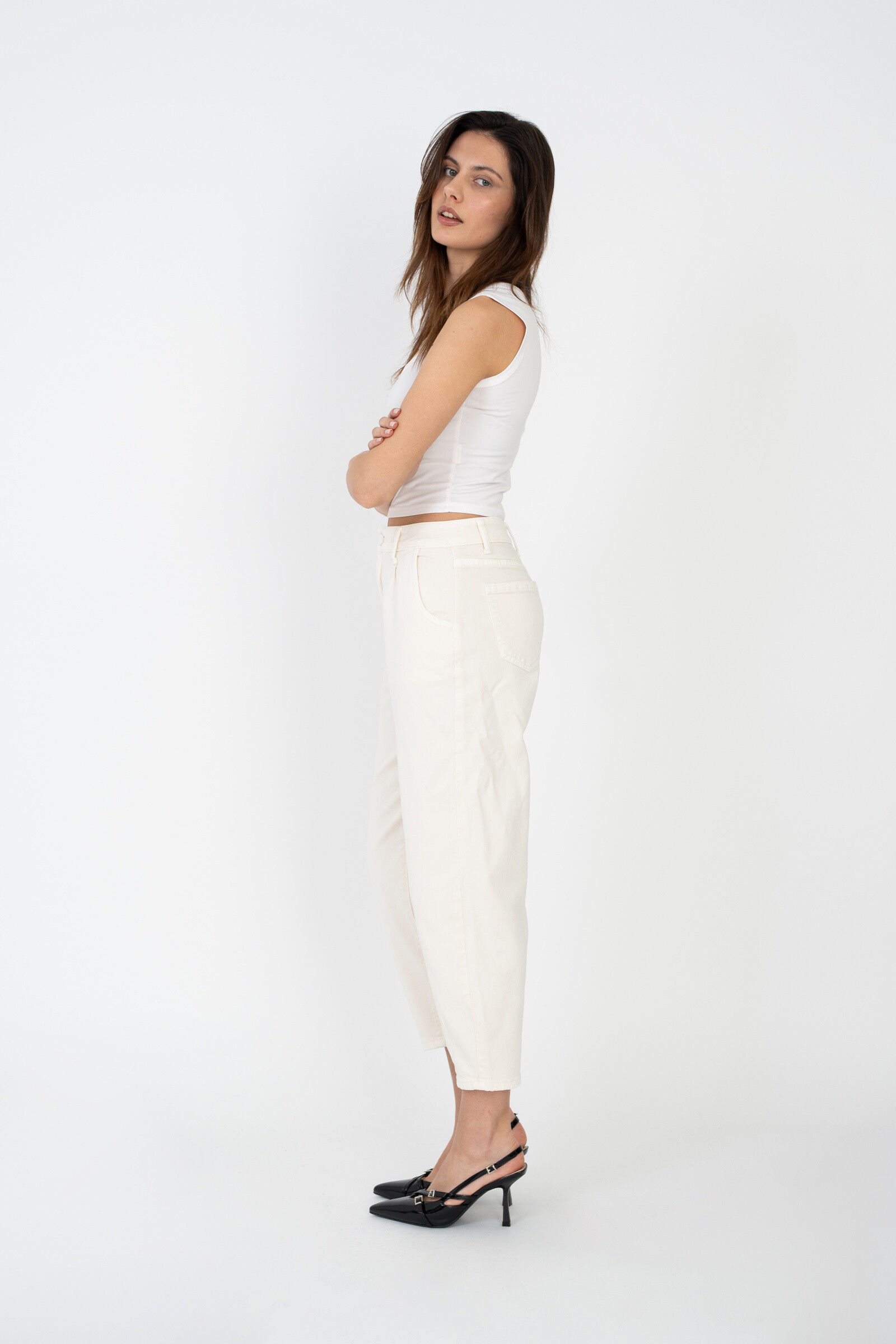 Balloon-leg pants - ANA & LUCY - Ecru - 3 - large format
