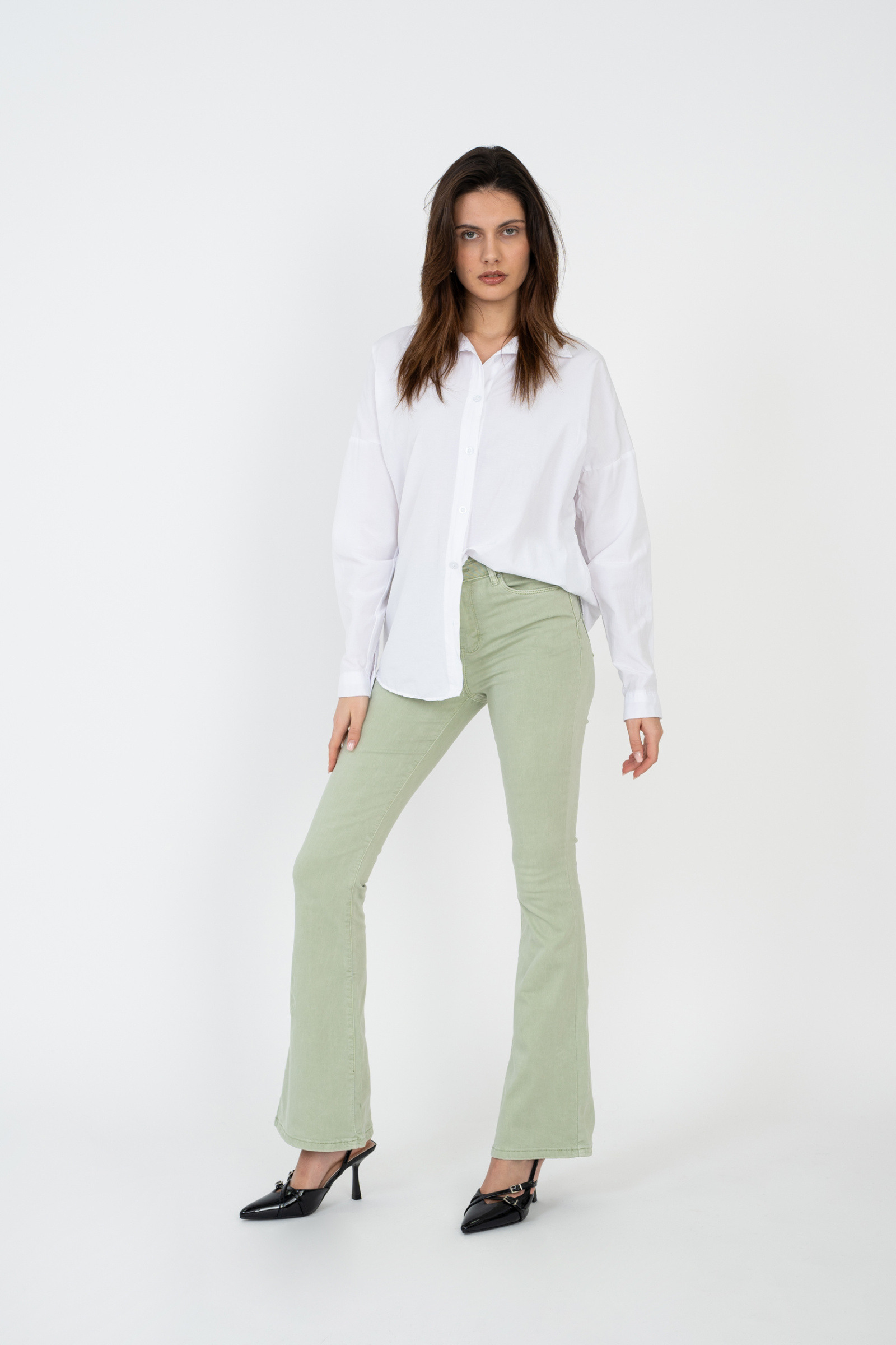 Grossiste Ana & Lucy - Pantalon slim flare en couleur ( Push-up ) - ANA & LUCY