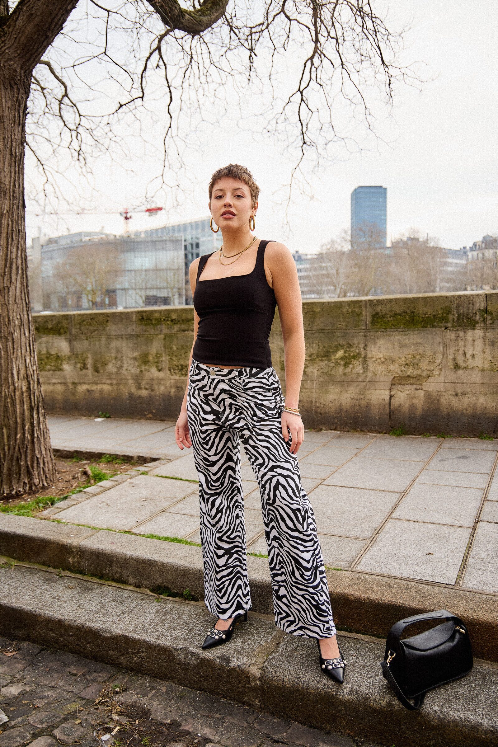 Grossiste ANA & LUCY - Pantalon wide à imprimé zèbre - ANA & LUCY