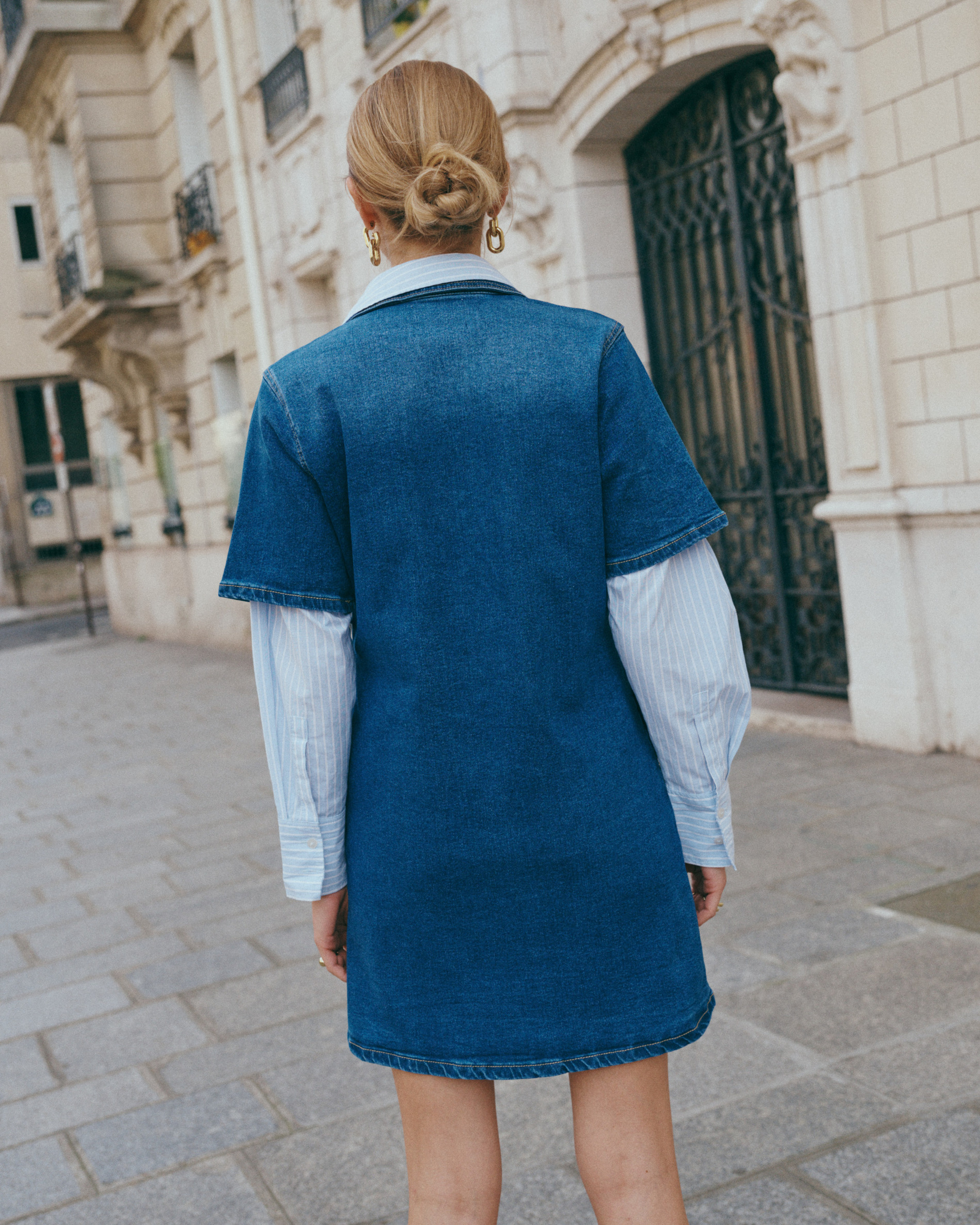 paris blues denim dress Vintage Paris Blues Denim Dress Women's Size 7 Blue Jean Talon Zip Made In USA