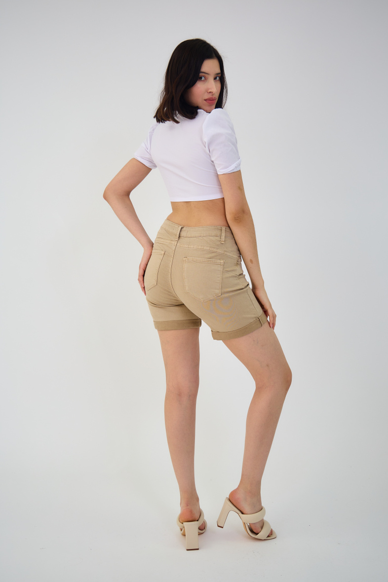 Slim colored shorts (Push-up) - ANA & LUCY - Cream - 4 - large format