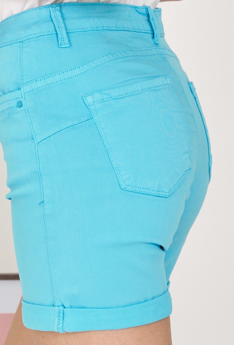 Slim colored shorts (Push-up) - ANA & LUCY - Cyan - 2 - large format