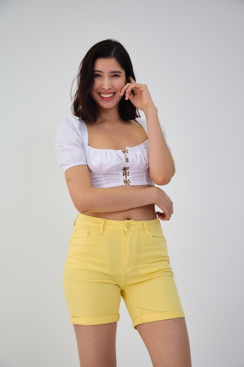 Slim colored shorts (Push-up) - ANA & LUCY - Blazing Yellow - 1 - large format