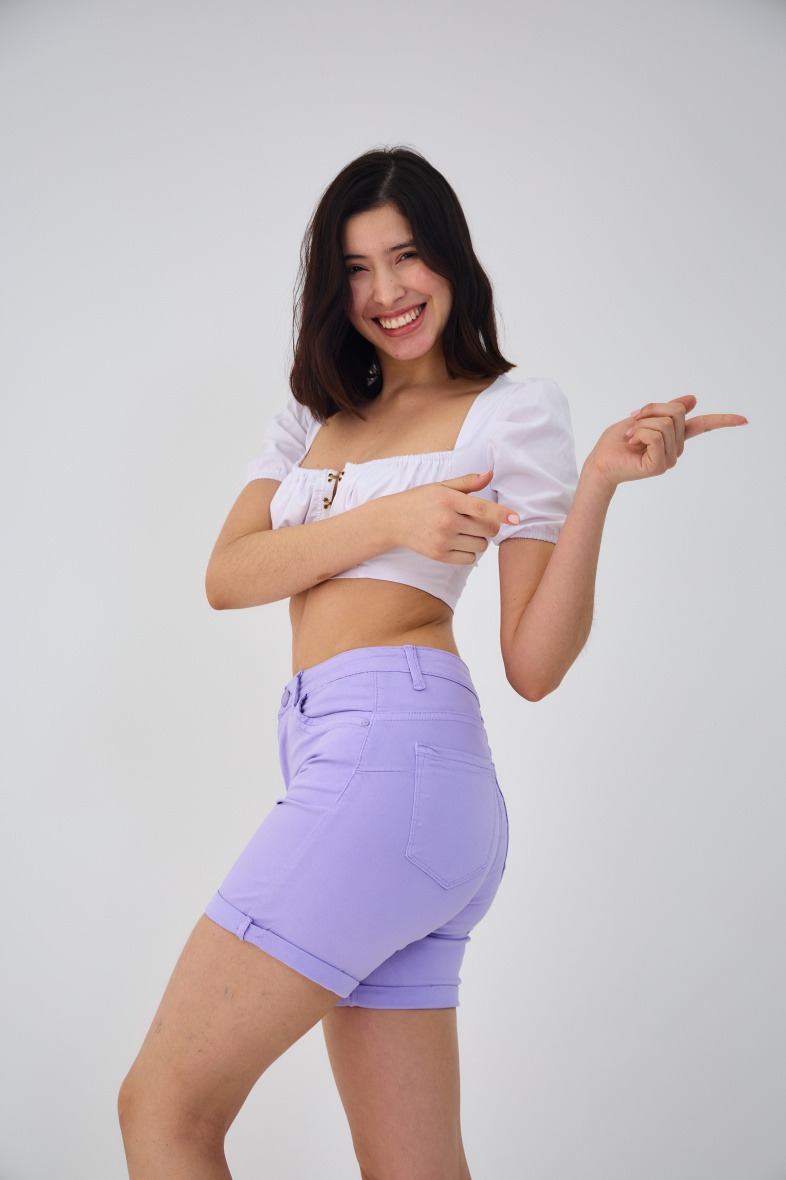 Slim colored shorts (Push-up) - ANA & LUCY - Lilac - 4 - large format