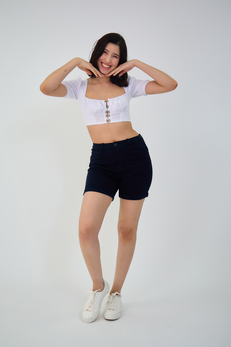 Slim colored shorts (Push-up) - ANA & LUCY - Navy - 3 - large format
