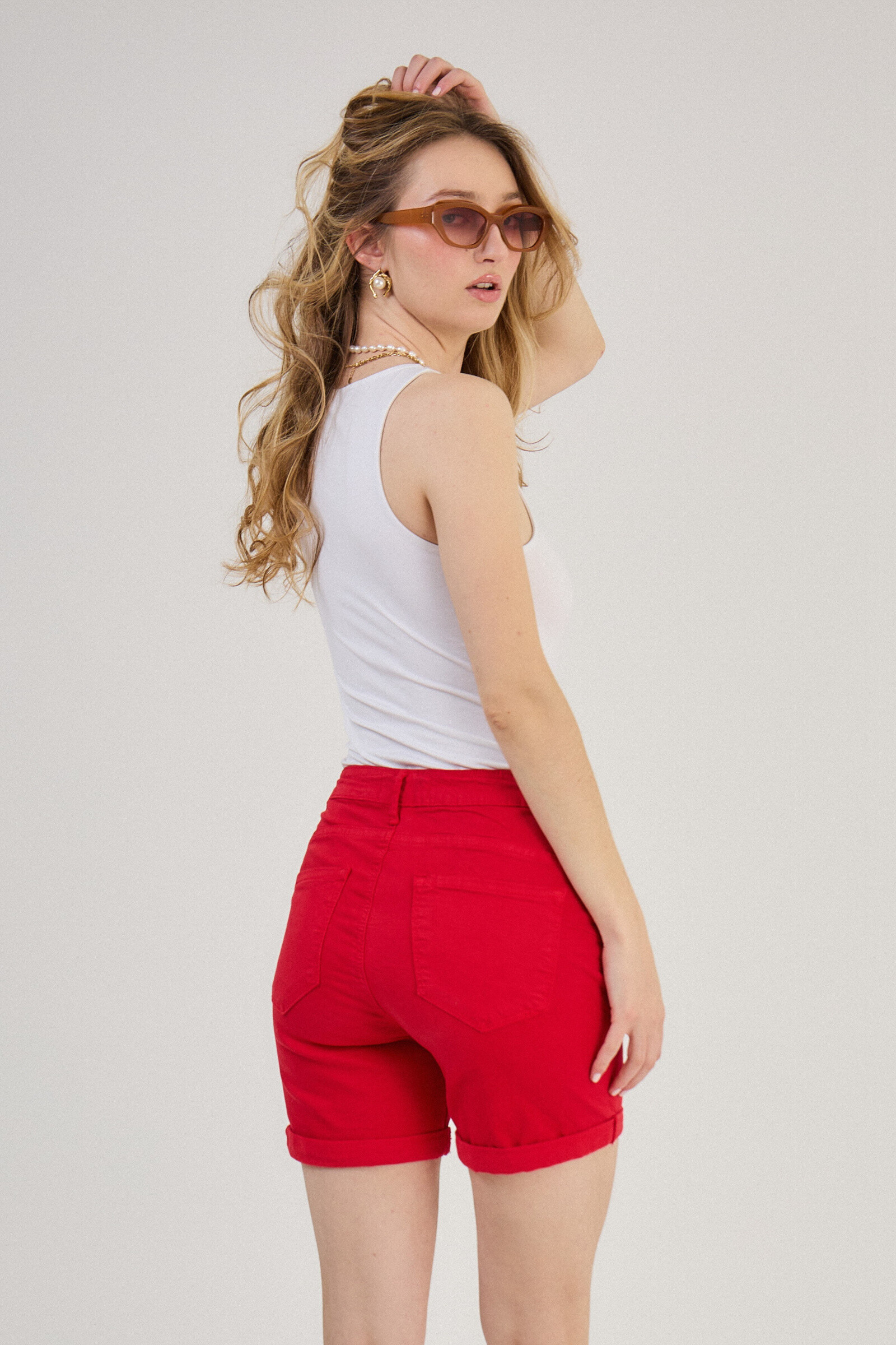 Slim colored shorts (Push-up) - ANA & LUCY - Light Red - 5 - large format