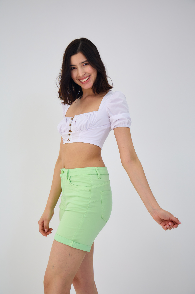 Slim colored shorts (Push-up) - ANA & LUCY - Light Green - 4 - large format
