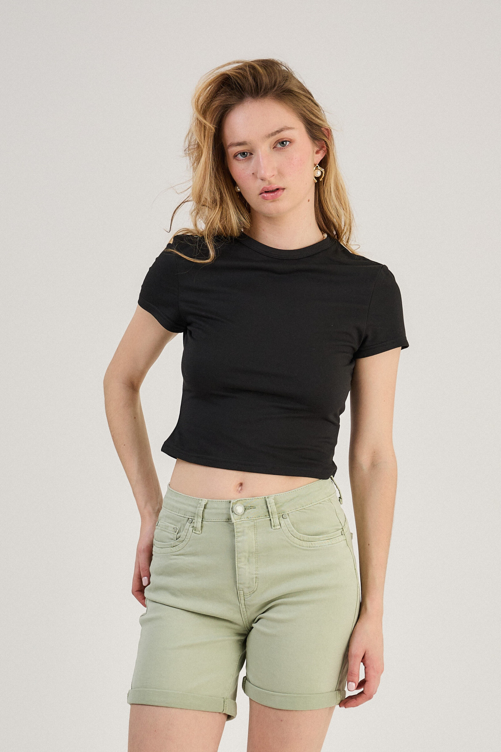 Slim colored shorts (Push-up) - ANA & LUCY - Aqua Marine - 2 - large format