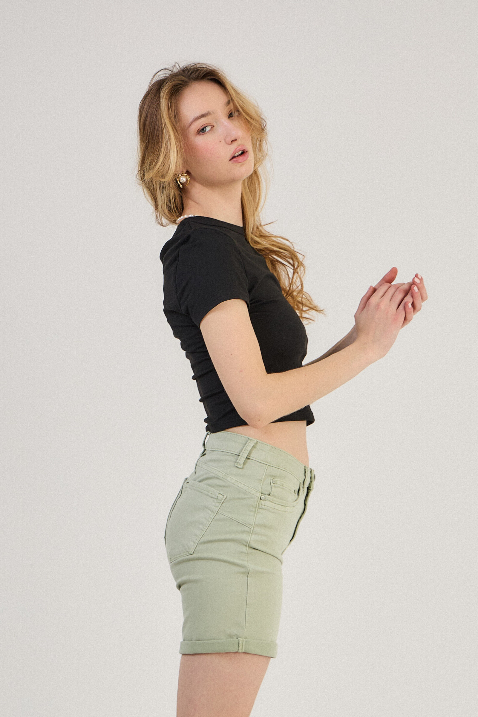 Slim colored shorts (Push-up) - ANA & LUCY - Aqua Marine - 4 - large format