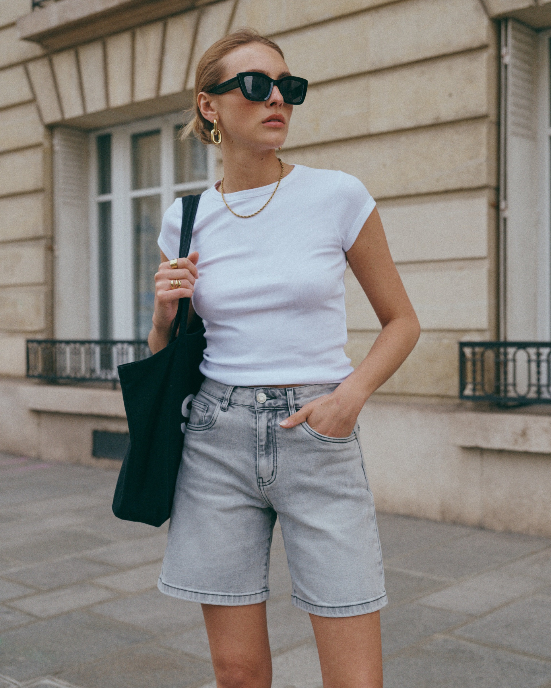 Wholesaler Ana & Lucy - "Cyria" Denim Baggy Shorts - Ana & Lucy
