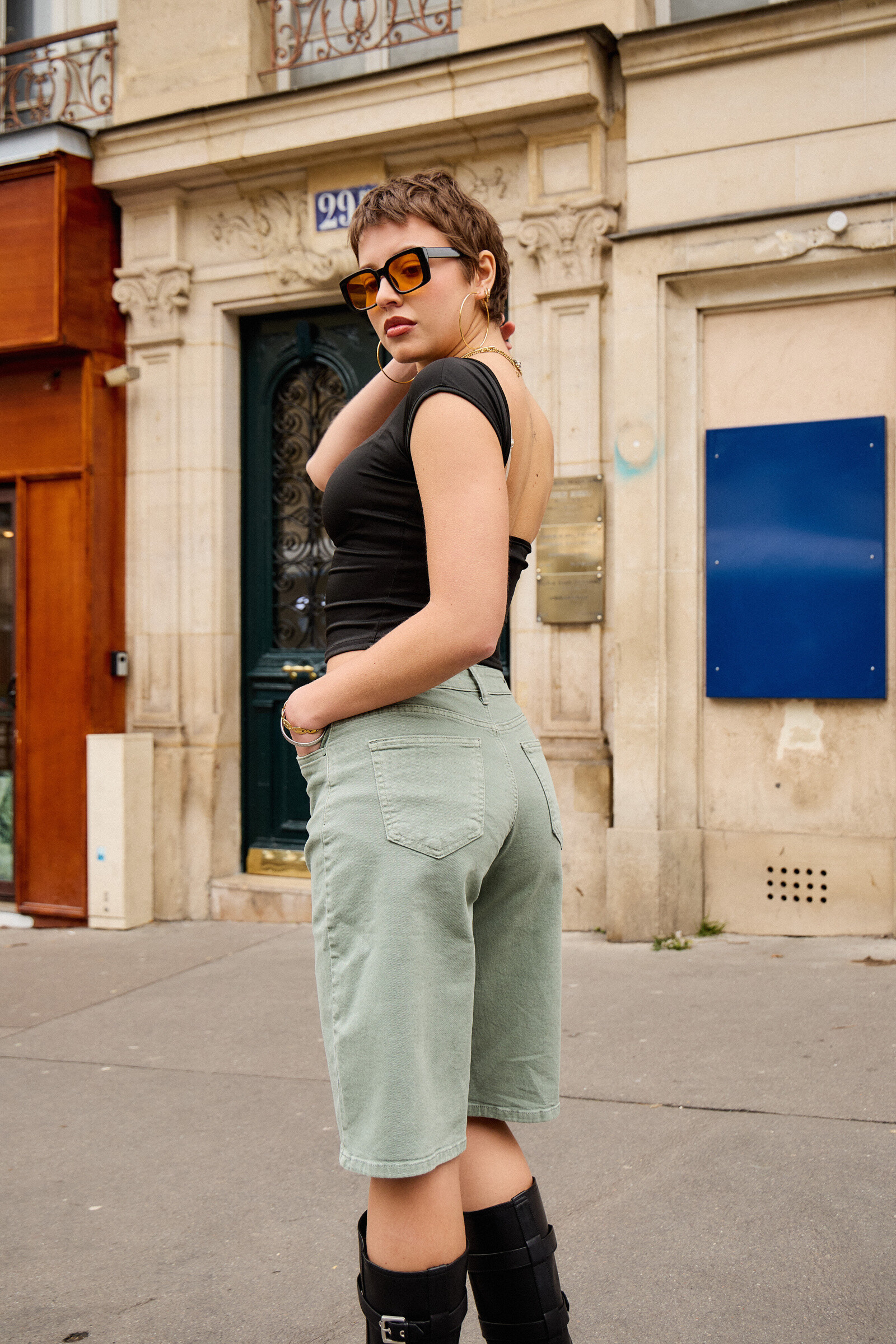 Short Bermuda Baggy -Dad in color (Ample cut) - ANA & LUCY - Kaki - 5 - large format