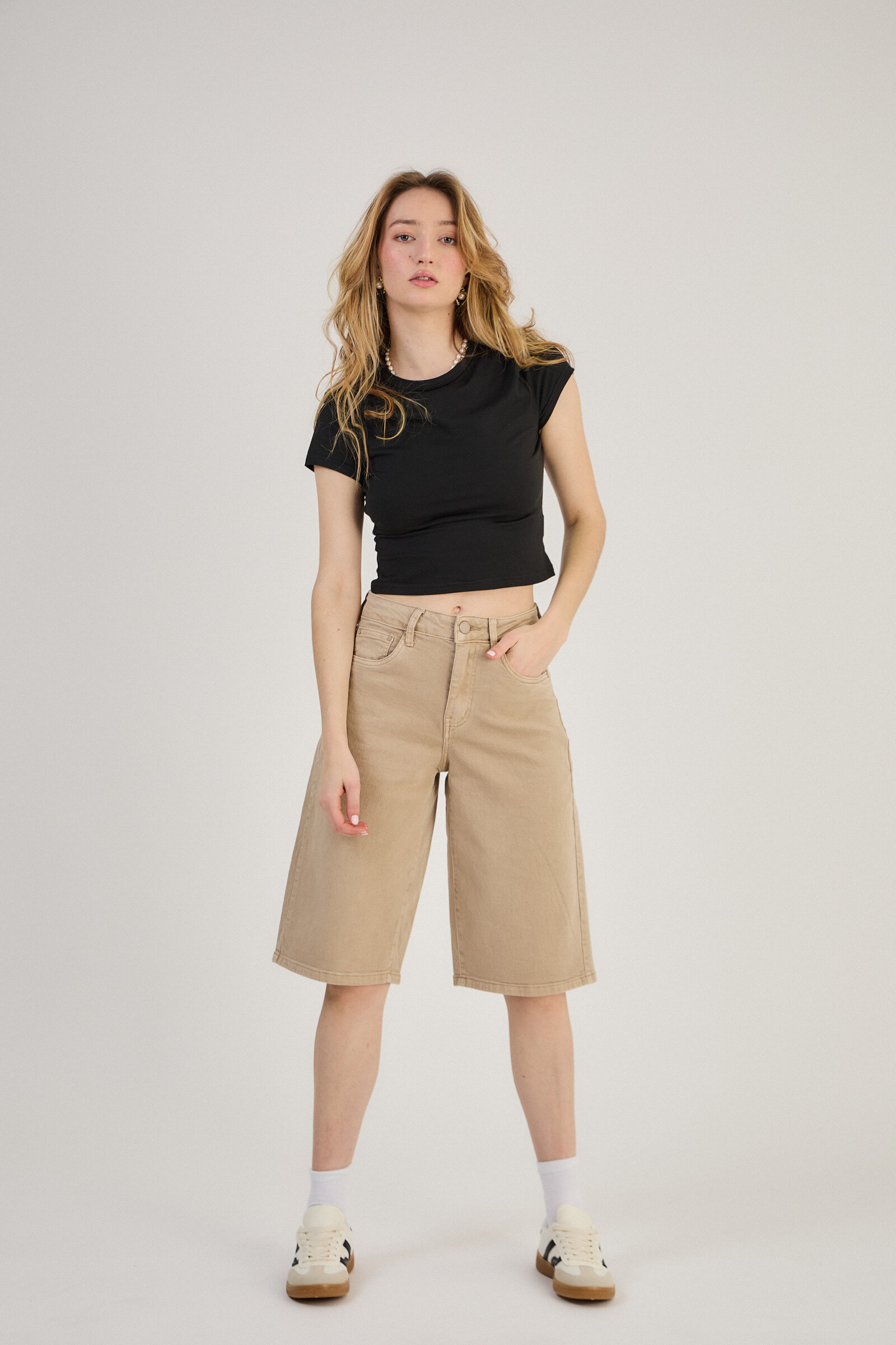 Short Bermuda Baggy -Dad in color (Ample cut) - ANA & LUCY - Cream - 2 - large format