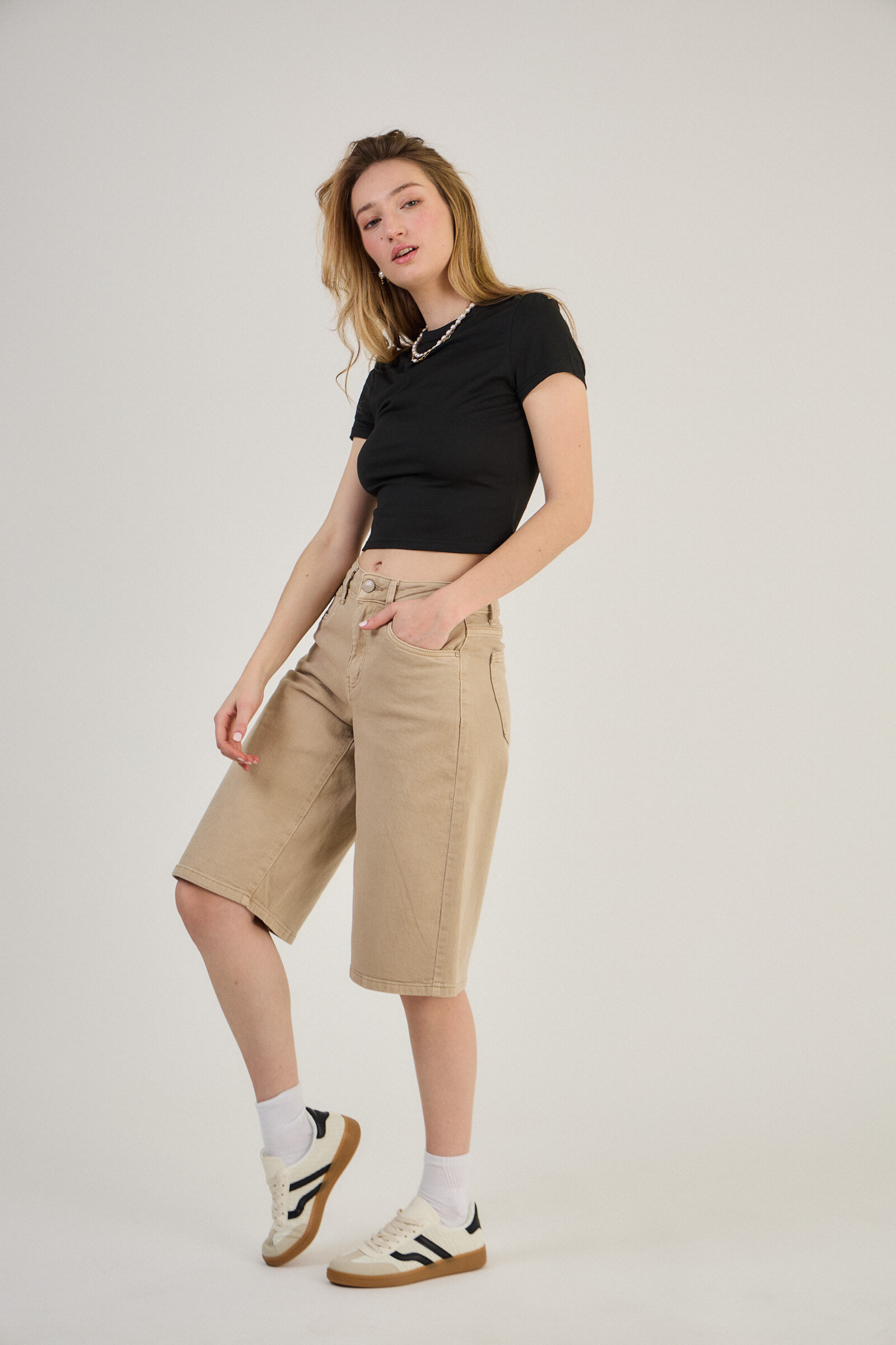 Short Bermuda Baggy -Dad in color (Ample cut) - ANA & LUCY - Cream 4 - thumbnail