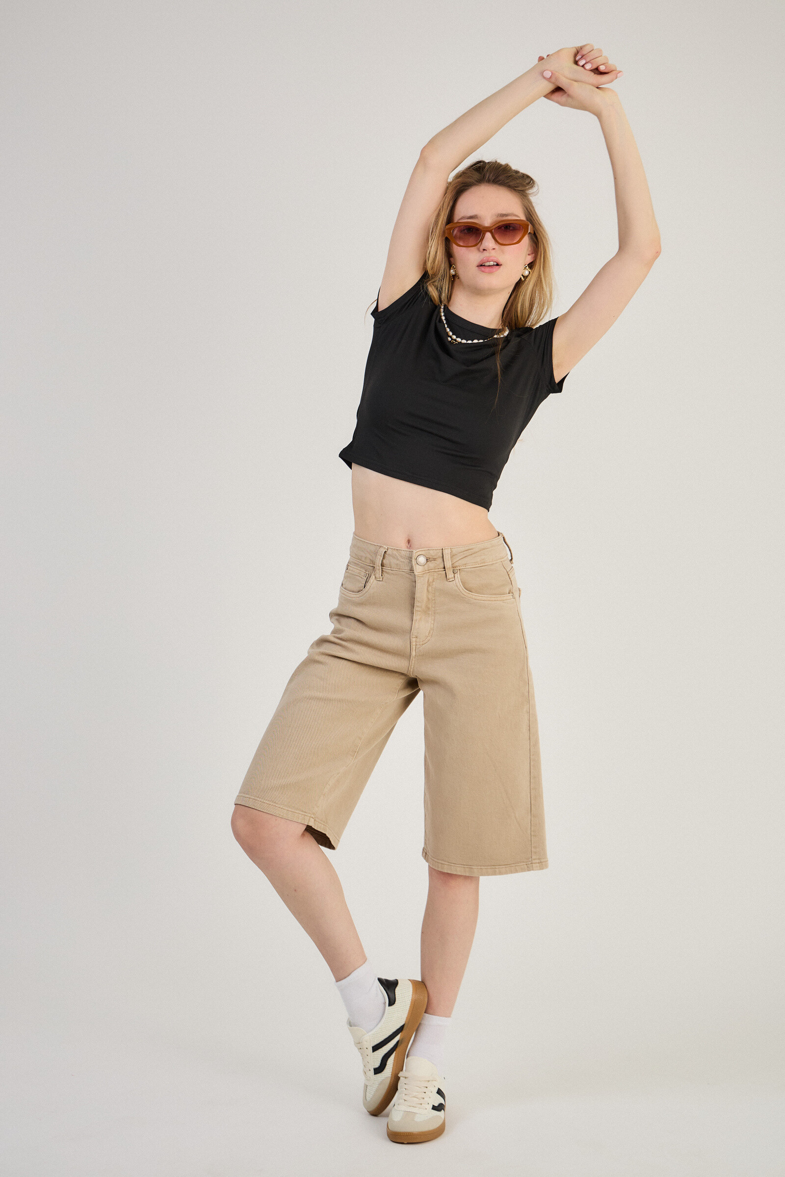 Short Bermuda Baggy -Dad in color (Ample cut) - ANA & LUCY - Cream - 1 - large format