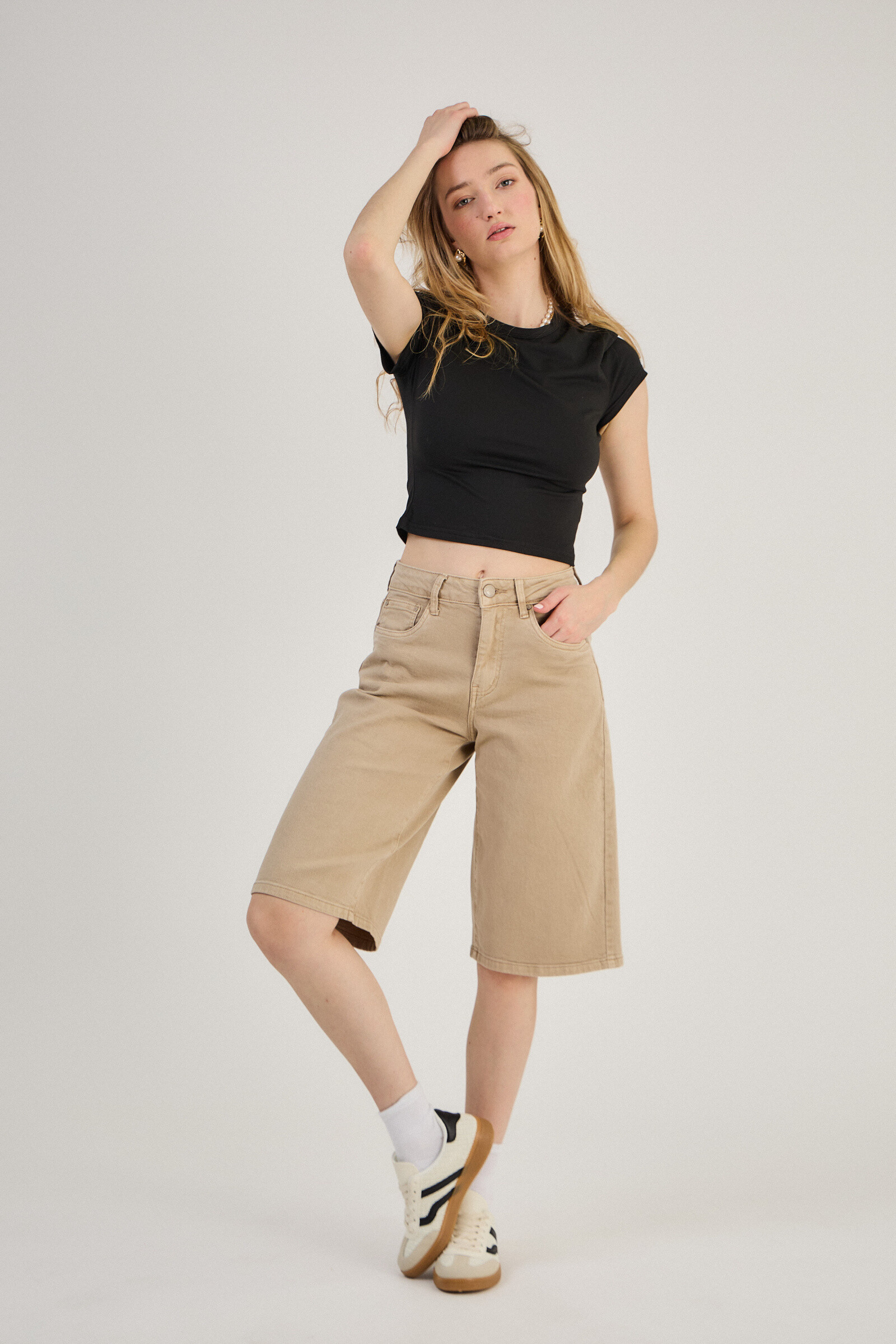 Short Bermuda Baggy -Dad in color (Ample cut) - ANA & LUCY - Cream - 3 - large format