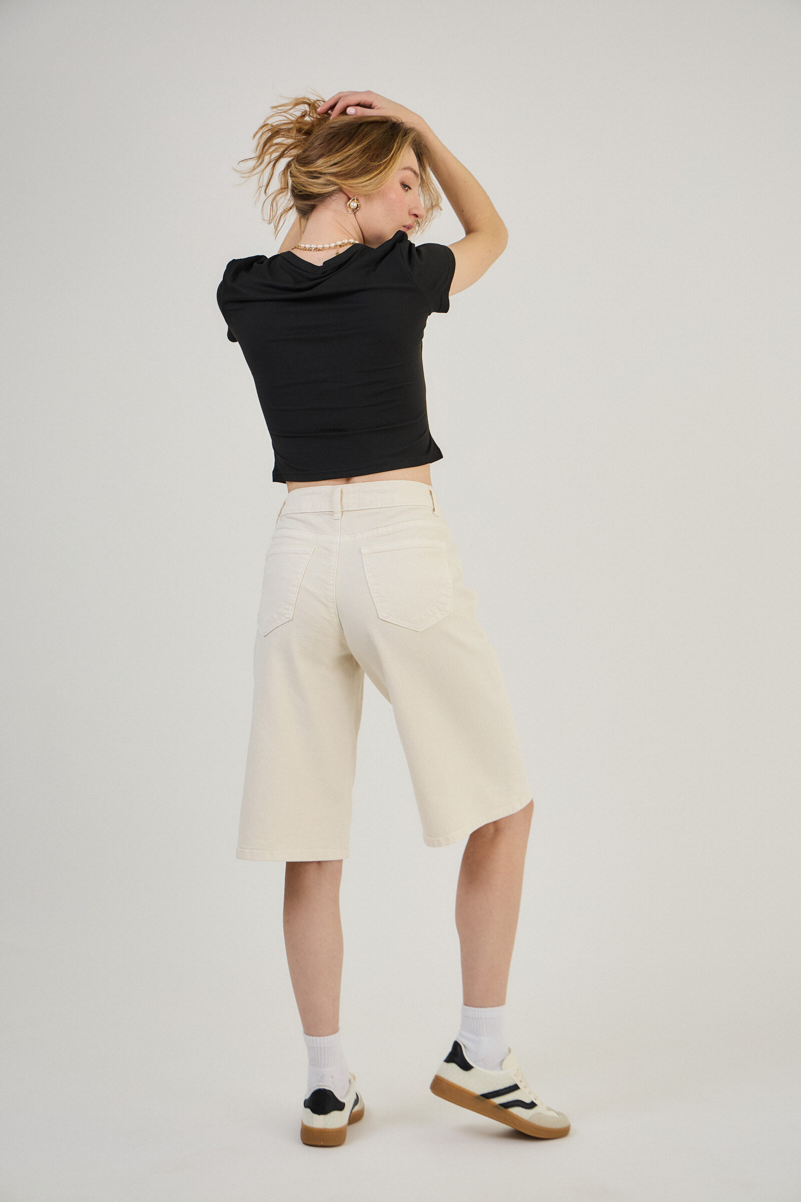 Short Bermuda Baggy -Dad in color (Ample cut) - ANA & LUCY - Ecru 5 - thumbnail