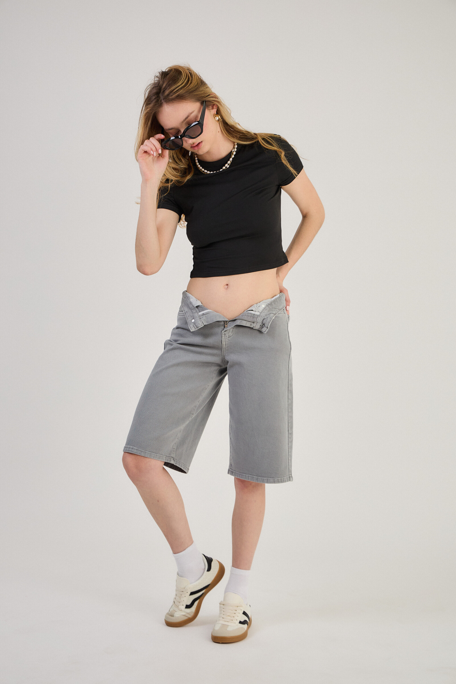 Short Bermuda Baggy -Dad in color (Ample cut) - ANA & LUCY - Light Gray - 2 - large format