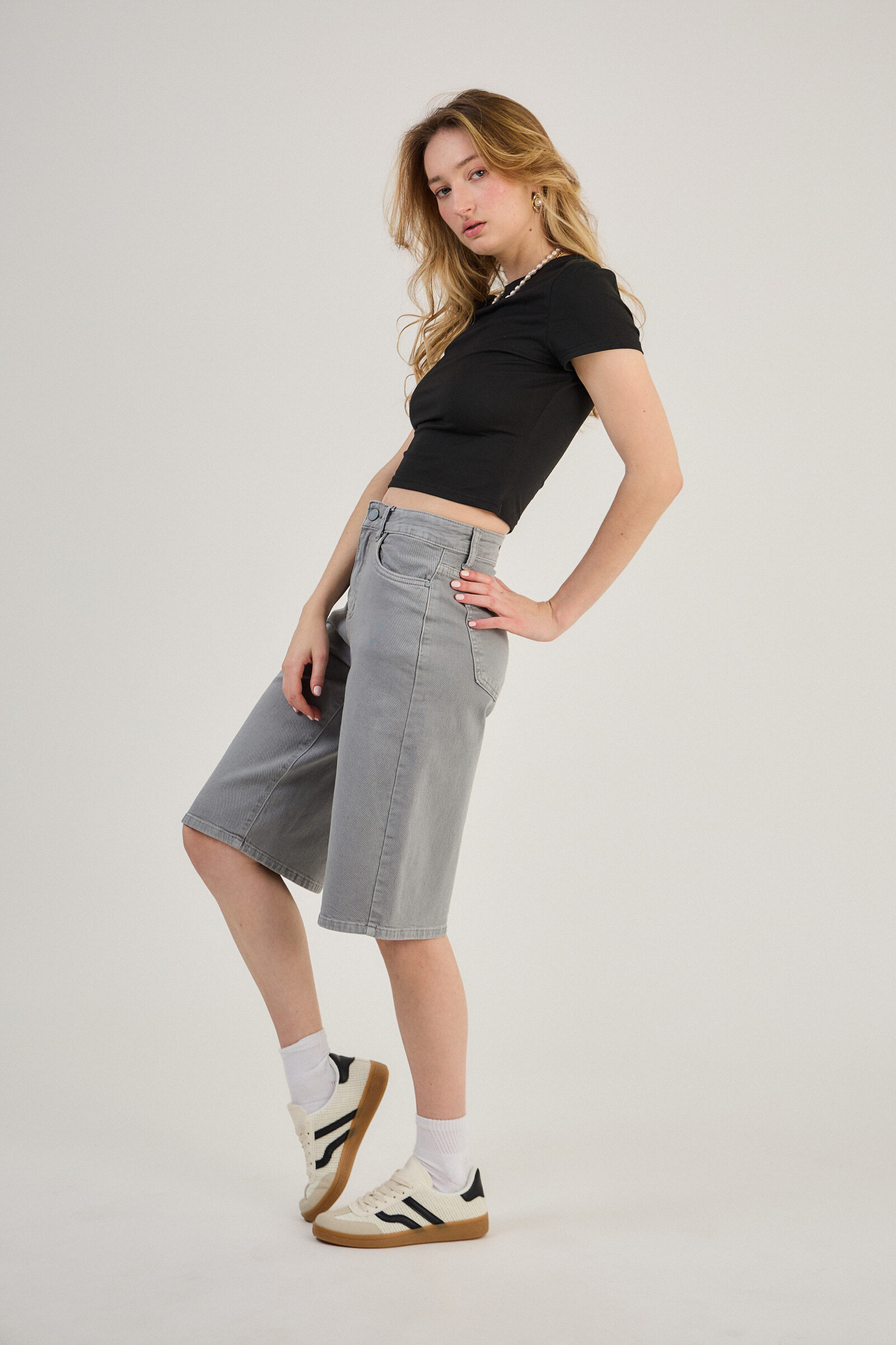 Short Bermuda Baggy -Dad in color (Ample cut) - ANA & LUCY - Light Gray - 4 - large format