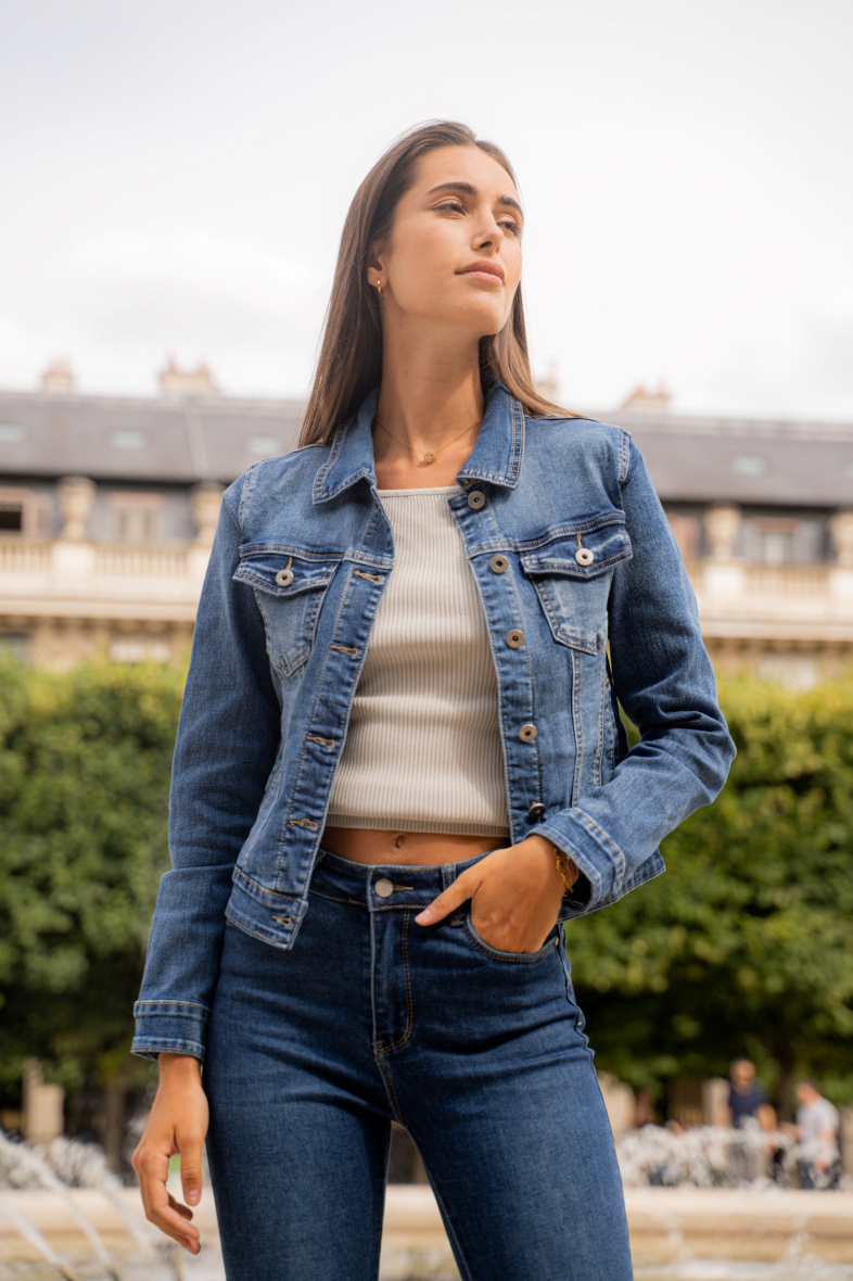 Grossiste ANA & LUCY - Veste en jeans slim ( Délavé )