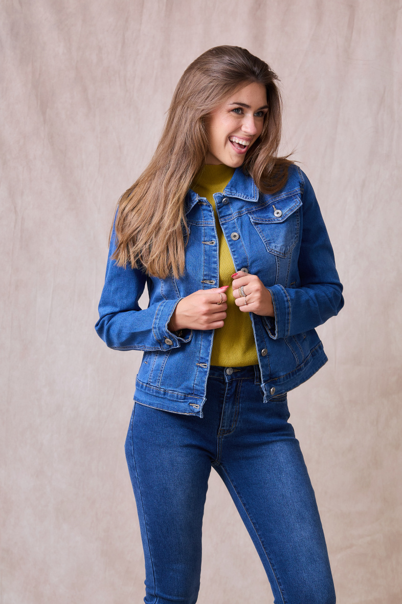 Wholesaler ANA & LUCY - Faded denim jacket (Large size) - ANA & LUCY