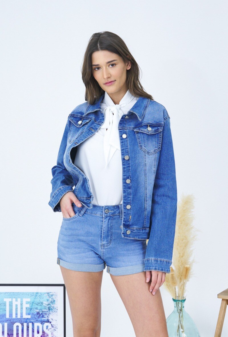 Wholesaler Ana & Lucy - Floated jeans jacket (large size) - Ana & Lucy
