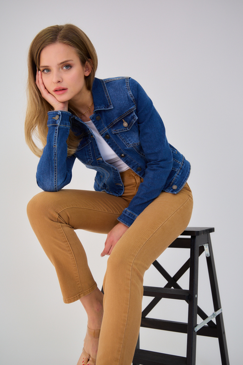 Wholesaler ANA & LUCY - Classic denim jacket (Washed) - ANA & LUCY