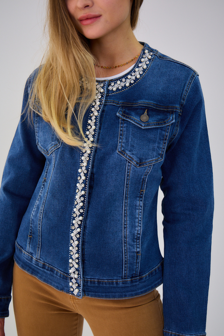 Großhändler ANA & LUCY - Jeansjacke (Perlen und Strasssteine) – ANA & LUCY