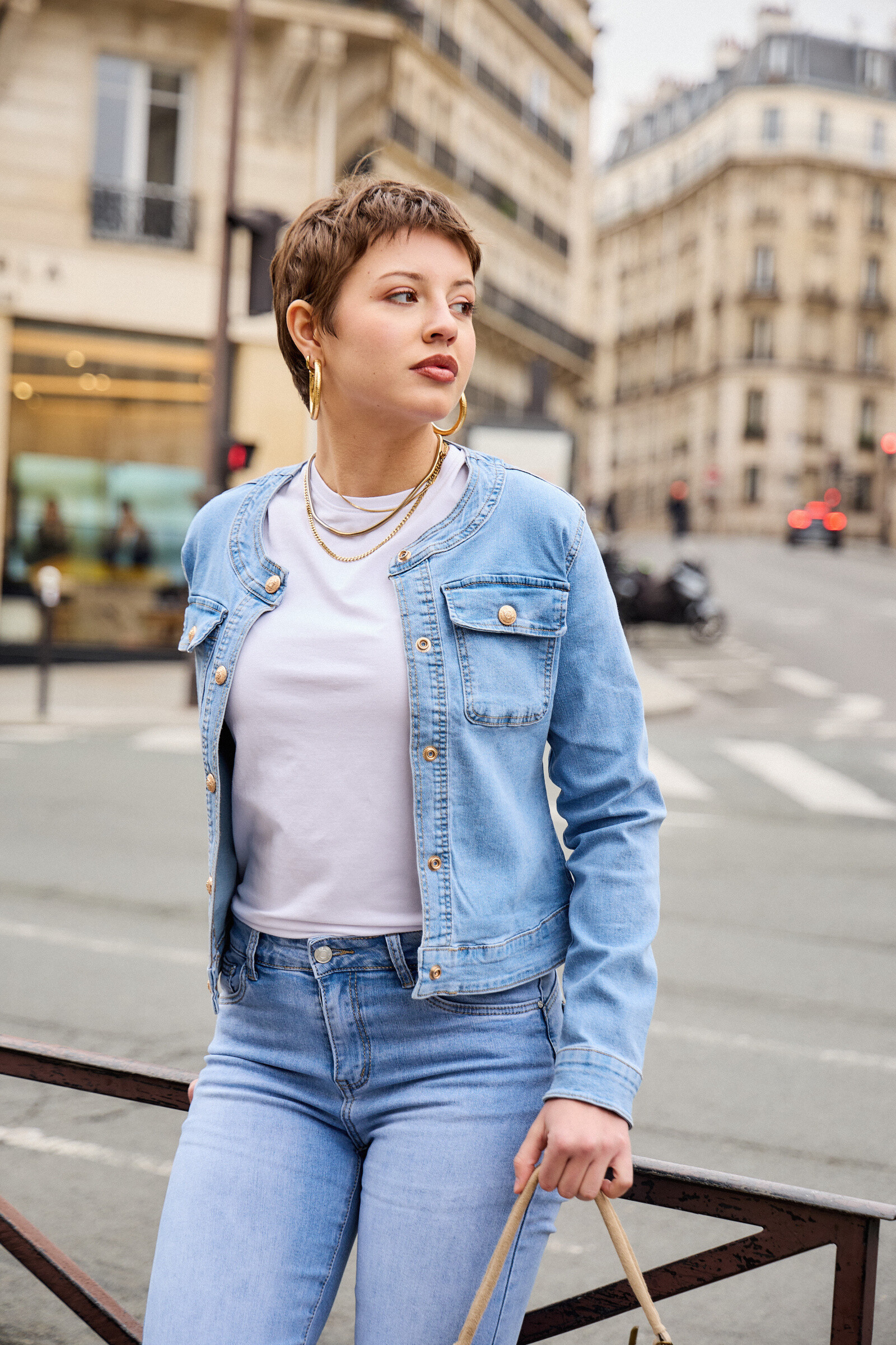 Mayorista ANA & LUCY - Chaqueta de jeans (cuello redondo) - ANA & LUCY