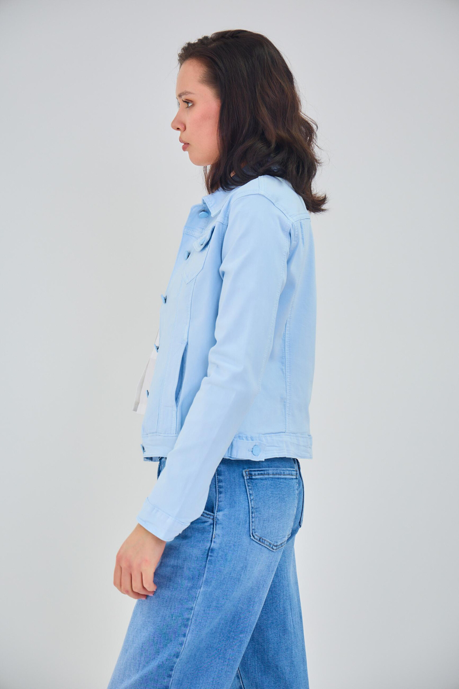 Regular color jacket (stretch cotton) - ANA & LUCY - Sky Blue 3 - thumbnail