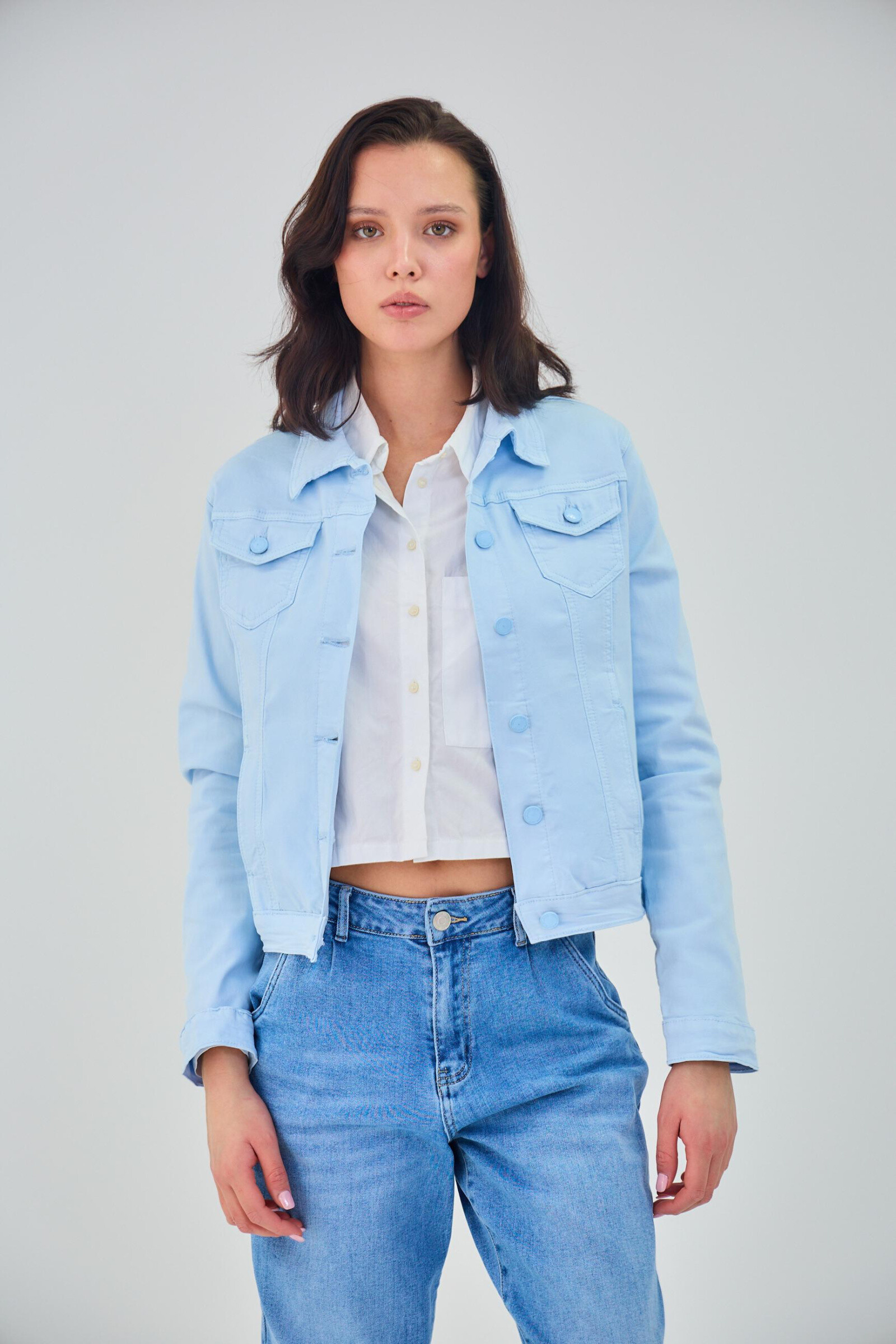 Regular color jacket (stretch cotton) - ANA & LUCY - Sky Blue - 5 - large format