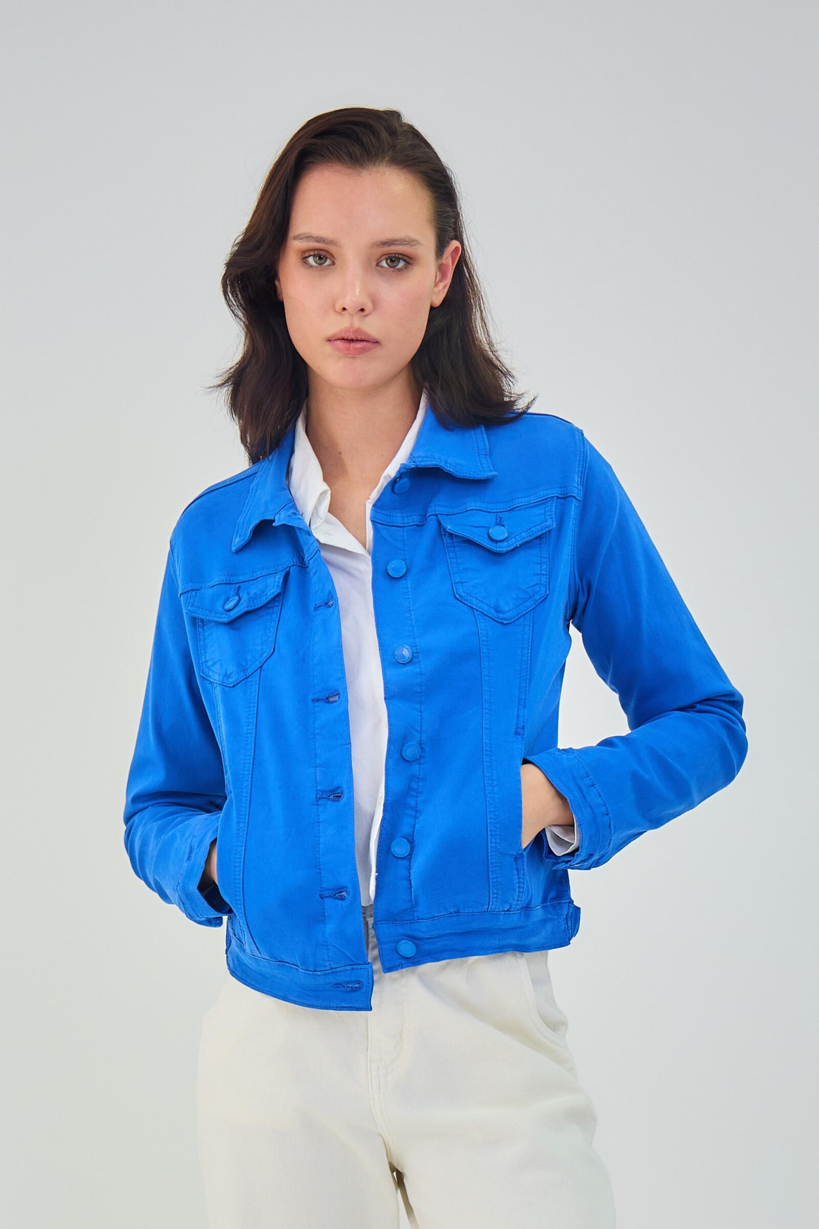 Regular color jacket (stretch cotton) - ANA & LUCY - Royal Blue - 1 - large format