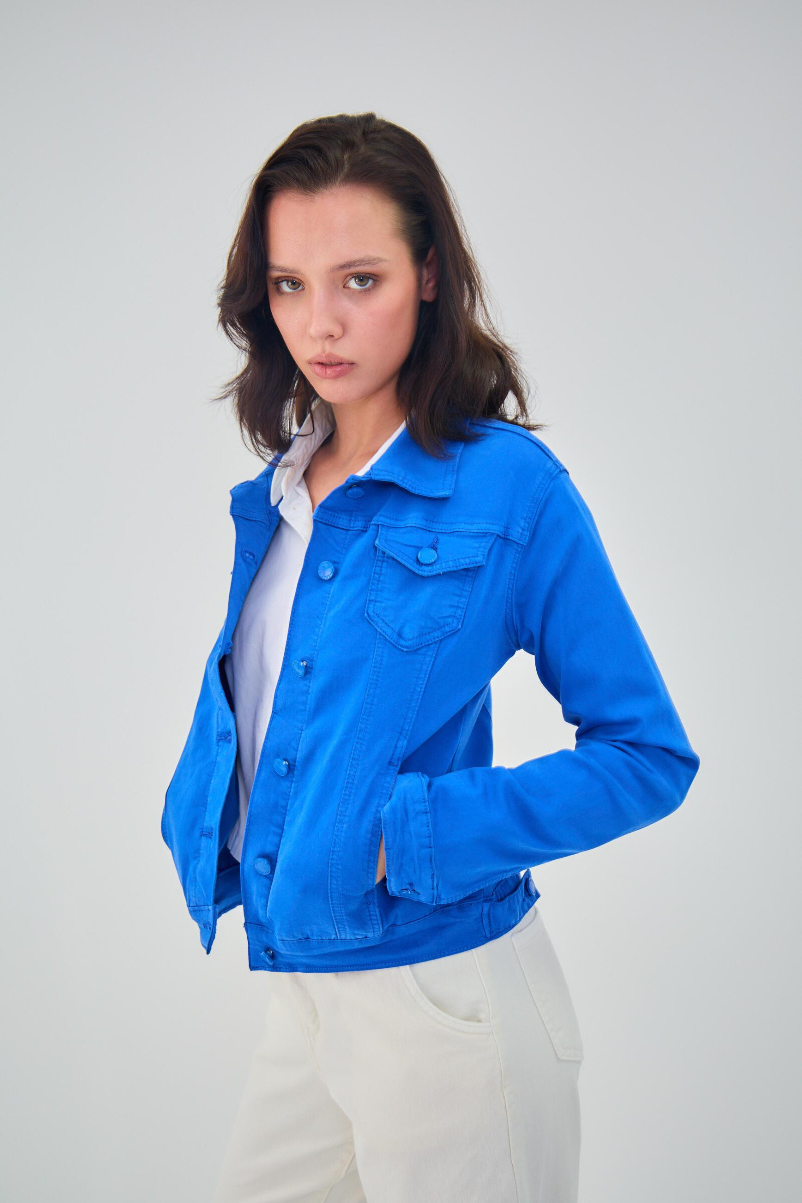Regular color jacket (stretch cotton) - ANA & LUCY - Royal Blue - 3 - large format