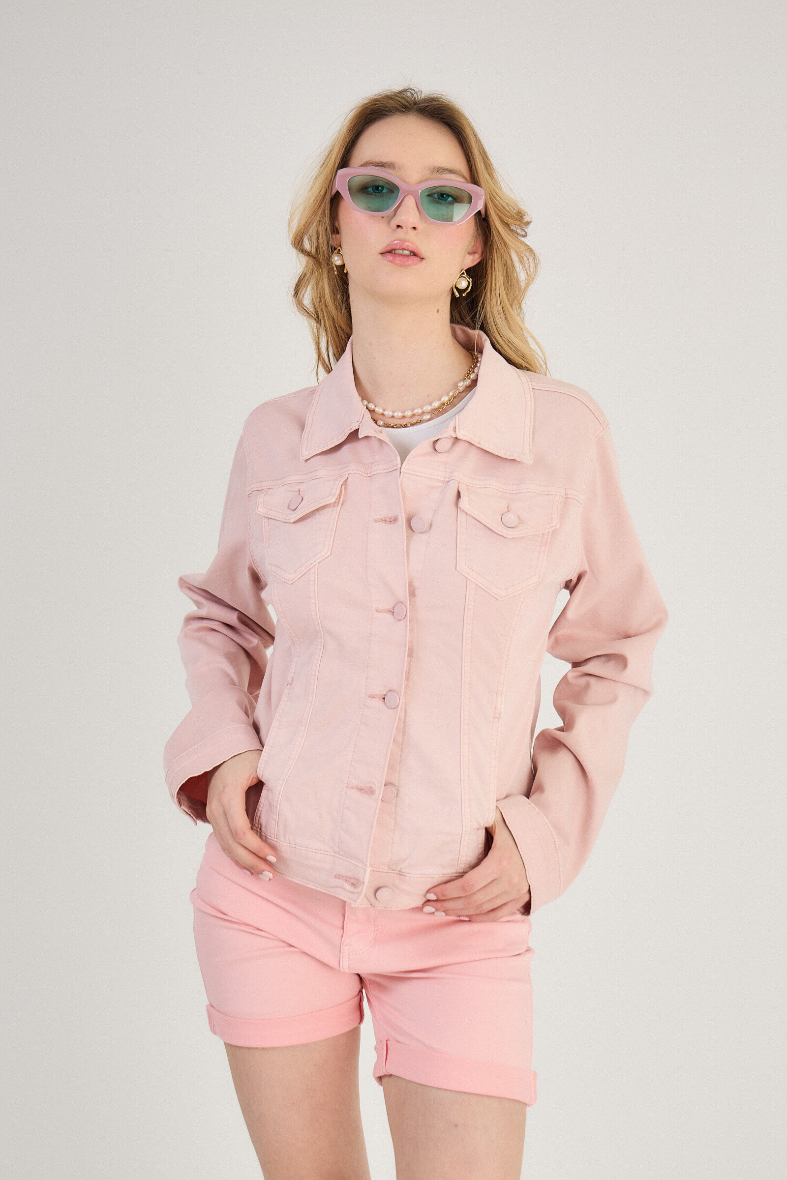 Regular color jacket (stretch cotton) - ANA & LUCY - Rose Shadow - 2 - large format