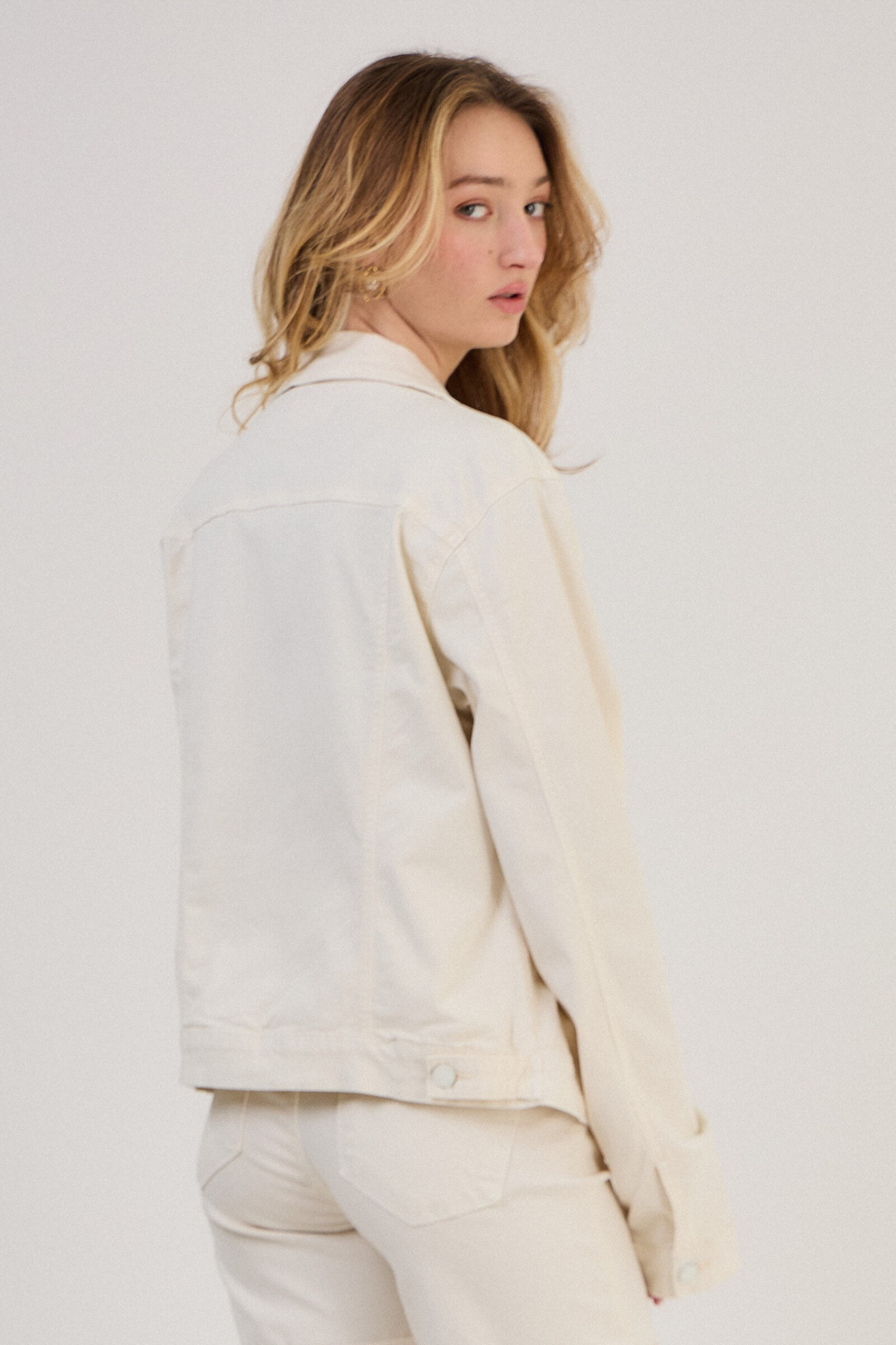 Regular color jacket (stretch cotton) - ANA & LUCY - Ecru - 5 - large format