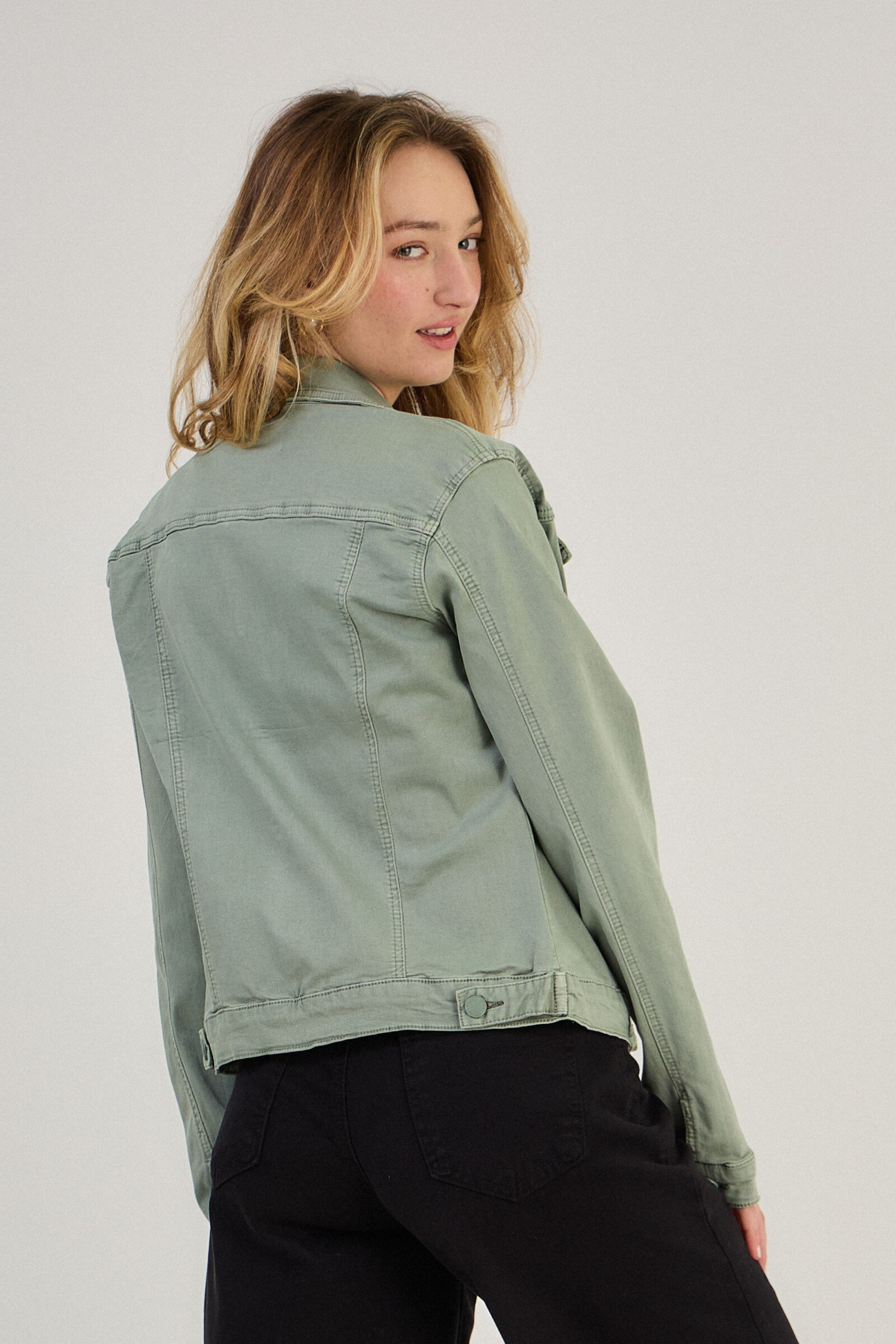 Regular color jacket (stretch cotton) - ANA & LUCY - Kaki - 5 - large format